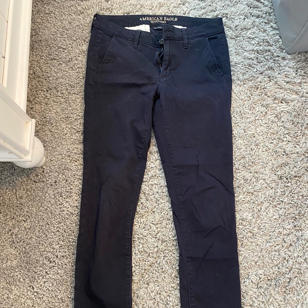American Eagle Super StretchX 8 X-Long Navy Pants - Like New